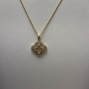 925 Sterling silver , Gold and Silver Clover Pendant Necklace